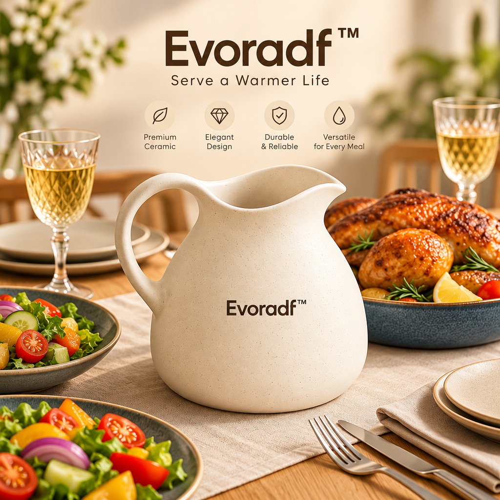 Evoradf™ Speckled Ceramic Serving Pitcher – Modern Water & Beverage Carafe with Sculpted No-Drip Spout and Ergonomic Handle
