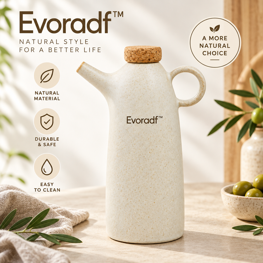 Evoradf™ Speckled Ceramic Oil Dispenser with Natural Cork Stopper – Modern Countertop Pourer for Everyday Kitchen Use