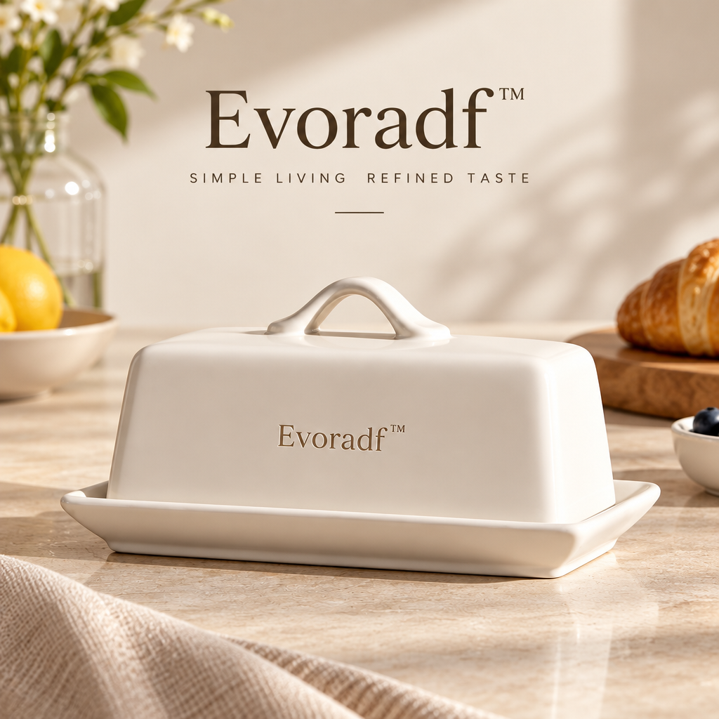 Evoradf™ Premium Ceramic Butter Dish with Ergonomic Handle – Elegant Covered Butter Keeper for Modern Kitchen & Dining