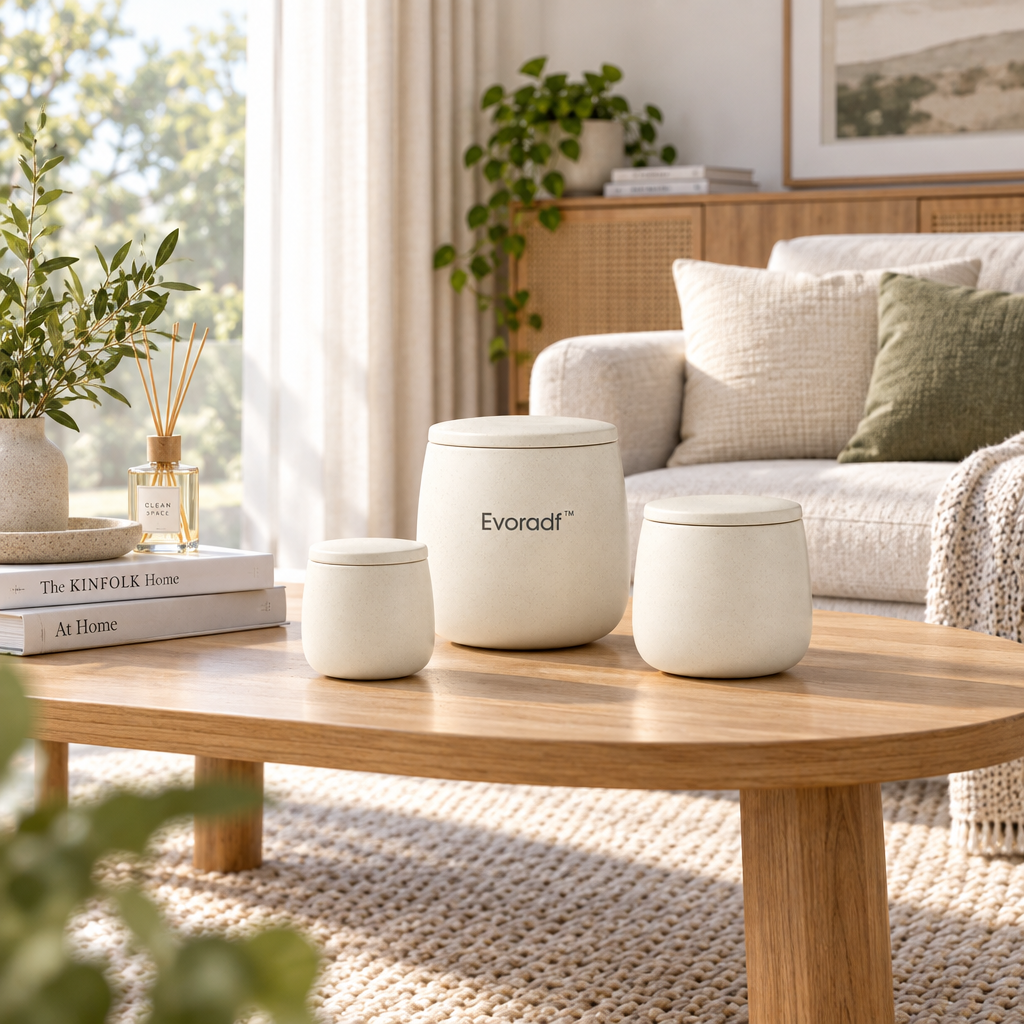 Evoradf™ Minimalist Ceramic Kitchen Storage Canister Set with Secure Lids – Modern Countertop Organizer for Pantry, Coffee & Everyday Essentials