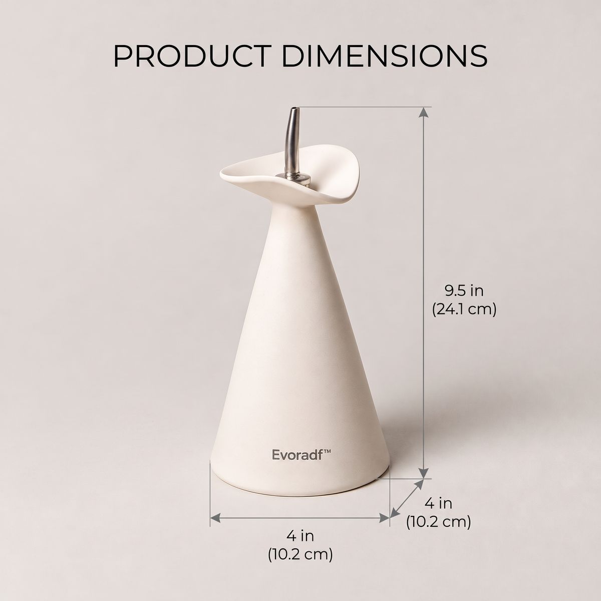 Evoradf™ Sculptural Ceramic Oil Dispenser with Precision Stainless Steel Spout – Modern Countertop Pourer for Olive Oil, Vinegar & Everyday Cooking