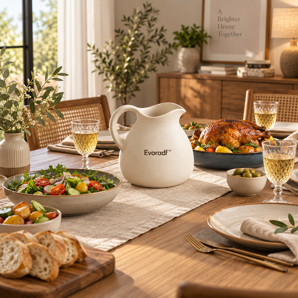 Evoradf™ Speckled Ceramic Serving Pitcher – Modern Water & Beverage Carafe with Sculpted No-Drip Spout and Ergonomic Handle