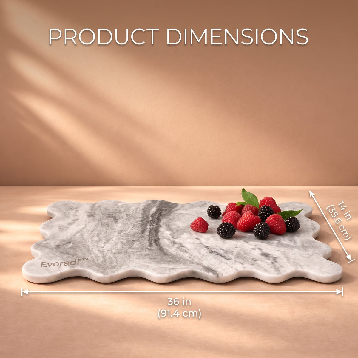 Evoradf™ Natural Marble Serving Tray with Sculptural Scalloped Edge – Elegant Charcuterie, Dessert & Entertaining Platter for Modern Dining