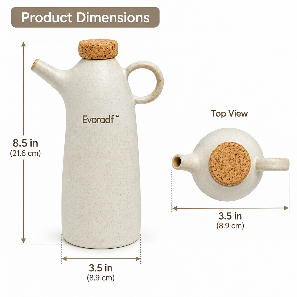 Evoradf™ Speckled Ceramic Oil Dispenser with Natural Cork Stopper – Modern Countertop Pourer for Everyday Kitchen Use