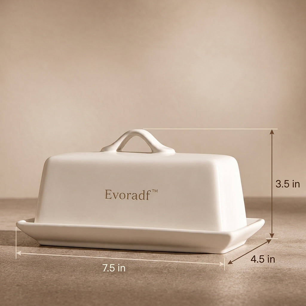 Evoradf™ Premium Ceramic Butter Dish with Ergonomic Handle – Elegant Covered Butter Keeper for Modern Kitchen & Dining