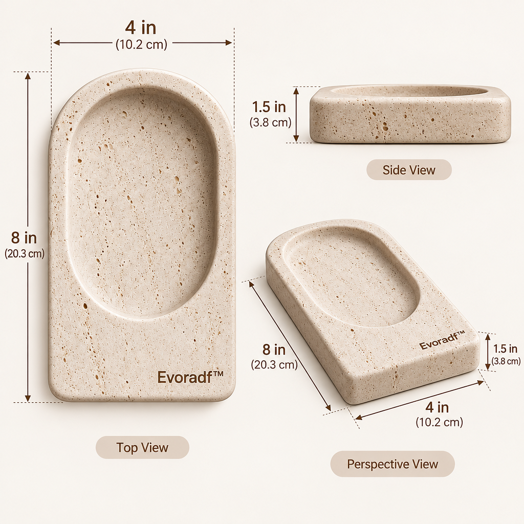 Evoradf™ Natural Stone Spoon Rest for Kitchen Countertops – Minimalist Utensil Holder with Elegant Raised-Edge Design