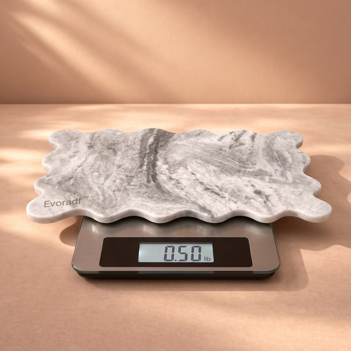 Evoradf™ Natural Marble Serving Tray with Sculptural Scalloped Edge – Elegant Charcuterie, Dessert & Entertaining Platter for Modern Dining