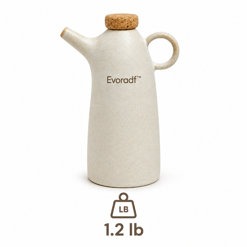 Evoradf™ Speckled Ceramic Oil Dispenser with Natural Cork Stopper – Modern Countertop Pourer for Everyday Kitchen Use