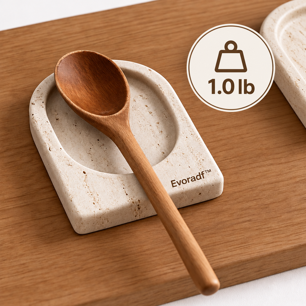 Evoradf™ Natural Stone Spoon Rest for Kitchen Countertops – Minimalist Utensil Holder with Elegant Raised-Edge Design