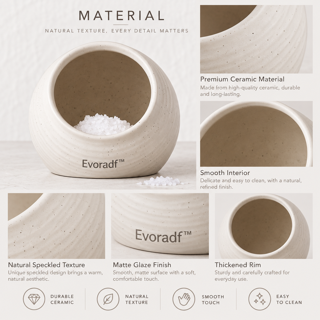 Evoradf™ Speckled Ceramic Salt Cellar with Sculptural Open Bowl Design – Modern Countertop Seasoning Holder for Salt & Everyday Kitchen Prep